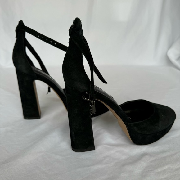 COACH Chrystie Suede Ankle Strap Block Heel Size 5.5 - Picture 4 of 8